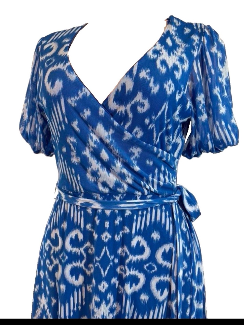 Harlow &Rise Blue And White Ikat Print Maxi Dress Size XL